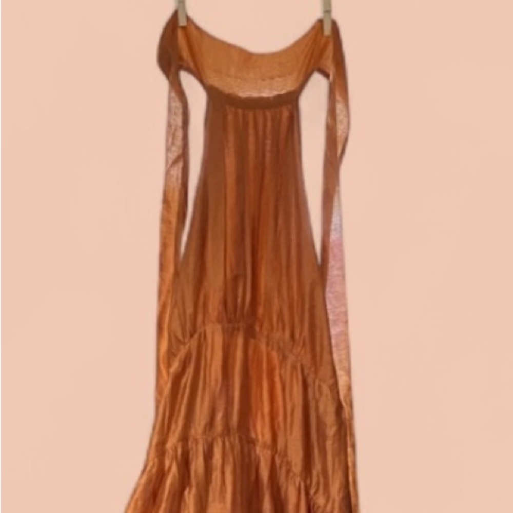 ASOS Elegant Bronze Orange Hi-Low Halter Dress - Picture 6 of 7